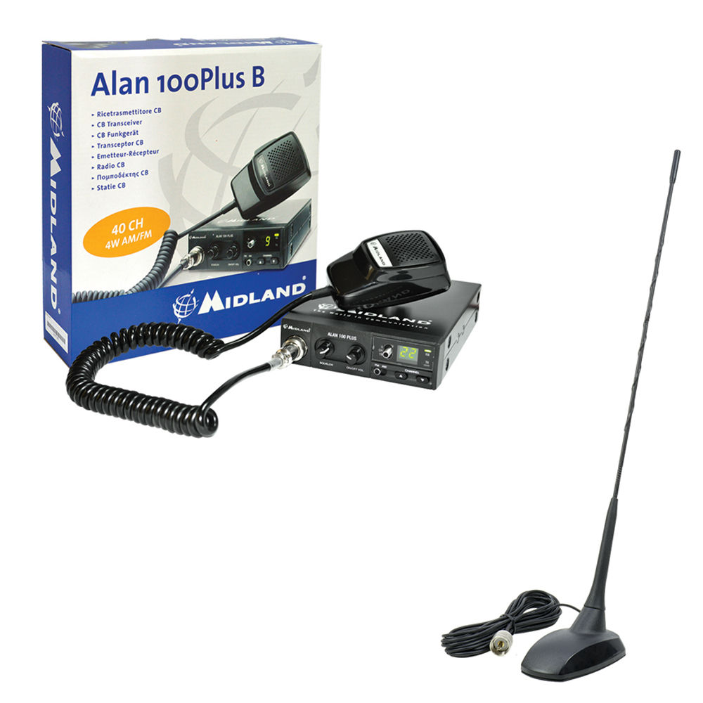 Pachet statie radio cb midland alan 100 + antena pni extra 48 cu magnet