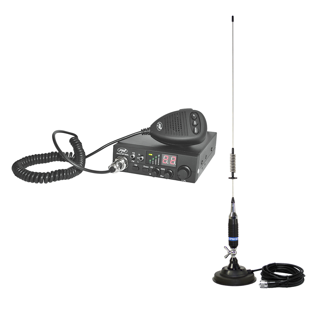 Pachet statie radio cb pni escort hp 8000l asq + antena cb pni s75 cu magnet