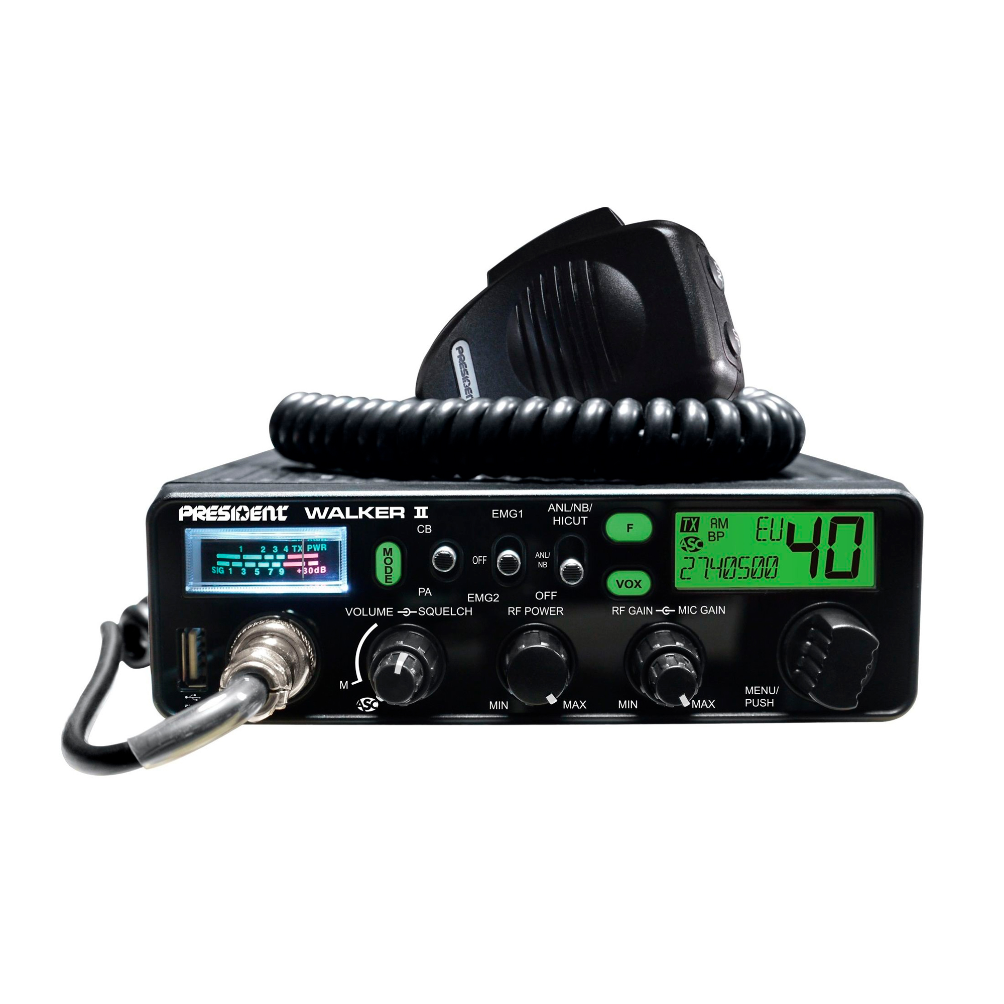 Statie radio cb president walker ii asc cu squelch automat