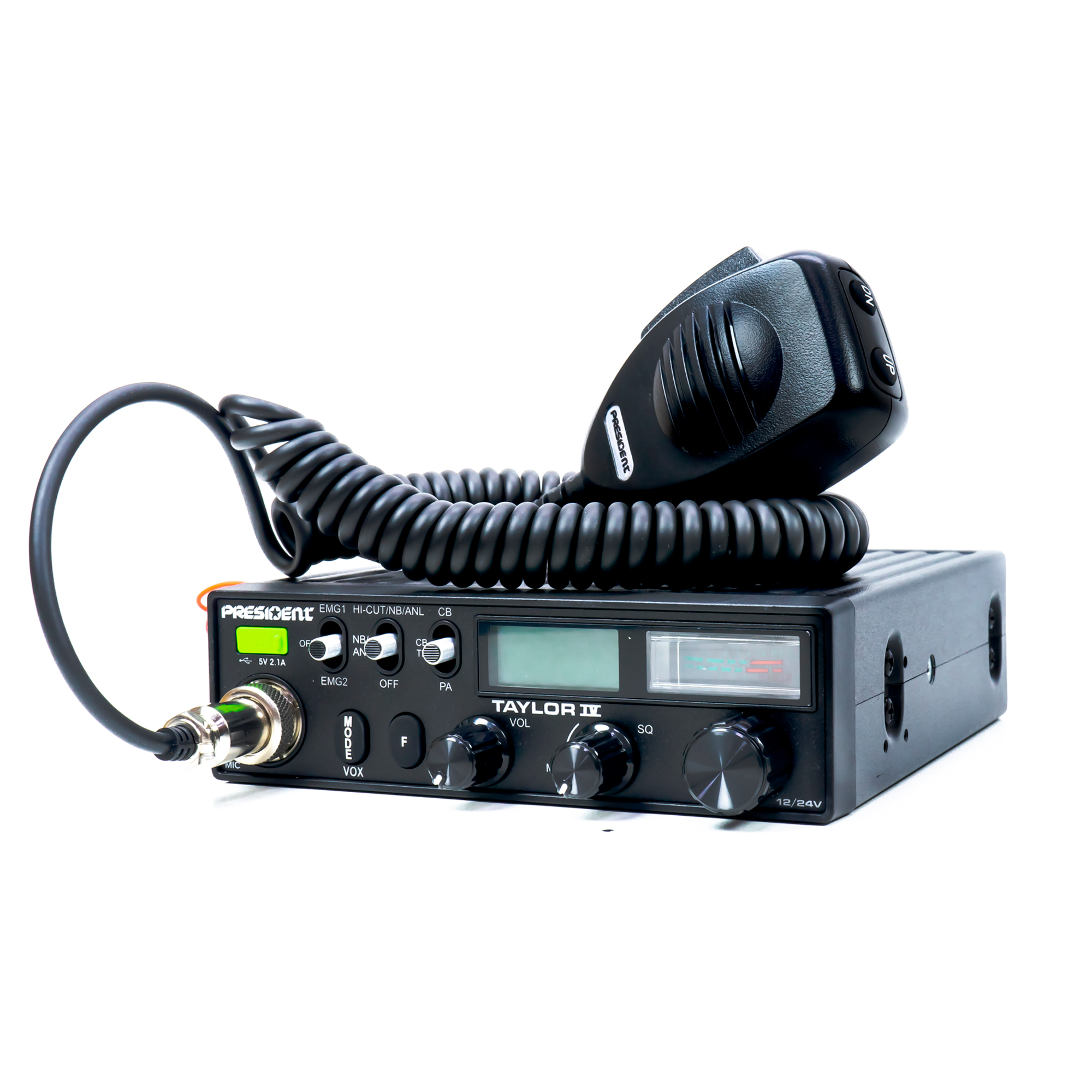 Statie radio cb president taylor iv asc, roger beep, scan, anl filter, 4w, 12v/24v cu display multicolor