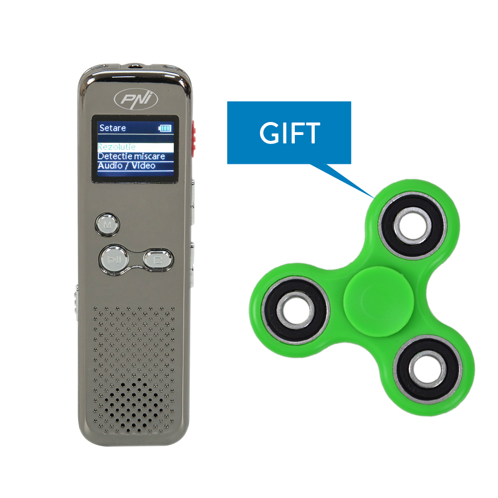 Reportofon audio video pni redstone 1080p card 8gb + cadou pni speedy green culoare verde