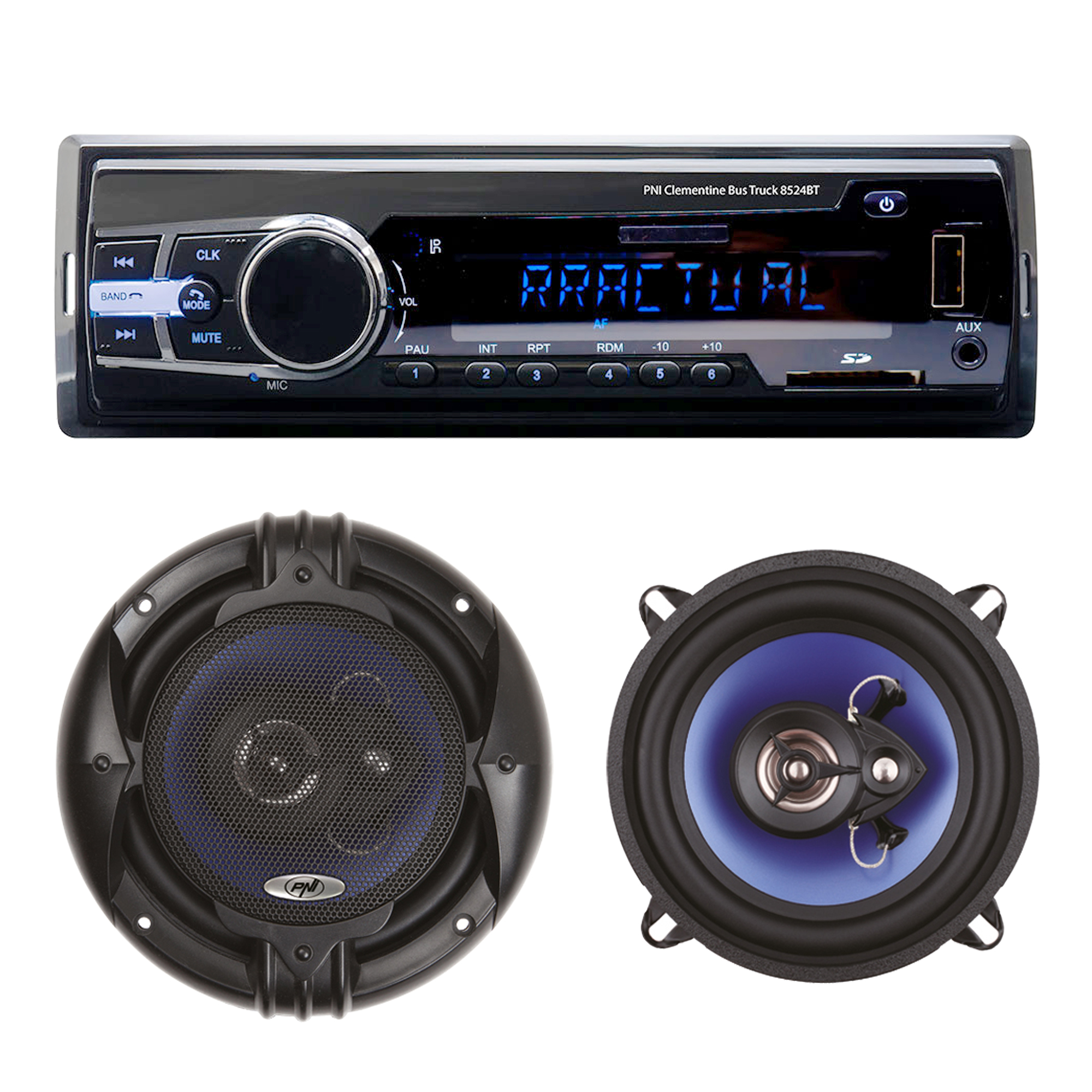 Pachet Radio MP3 player auto PNI Clementine 8524BT 4x45w + Difuzoare auto coaxiale PNI HiFi650, 120W, 16.5 cm
