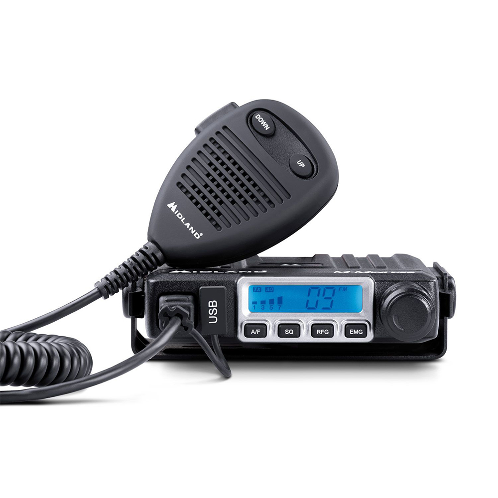 Statie radio CB Midland M-MINI USB, Squelch digital, 40 canale AM/FM, 12 V