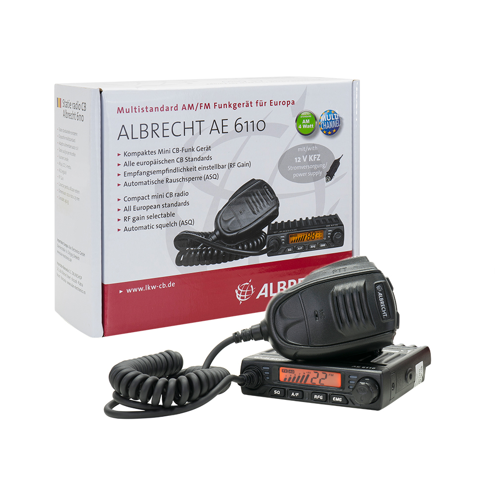 Statie radio CB Albrecht AE 6110, ASQ-SQ reglabil, 12V, 4W, AM/FM, multibanda, fara mufa de bricheta