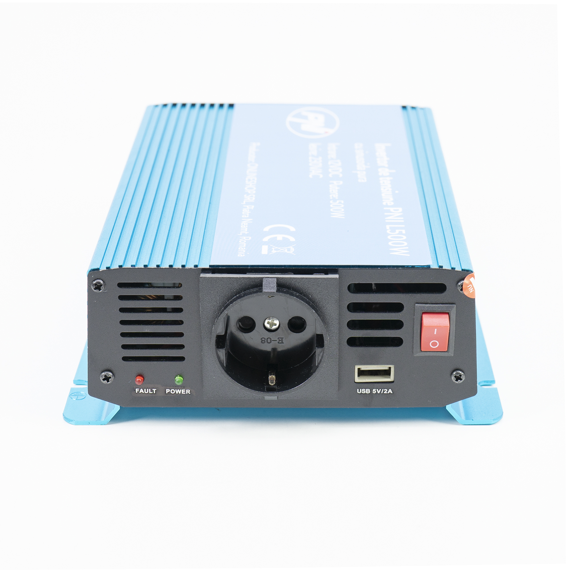 Invertor de tensiune pni sp500w cu iesire 230v sinusoida pura, usb 2a, alimentare 12v