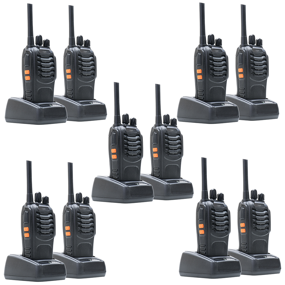 Kit 10 statii radio portabile pni pmr r40 pro acumulatori, incarcatoare si casti incluse