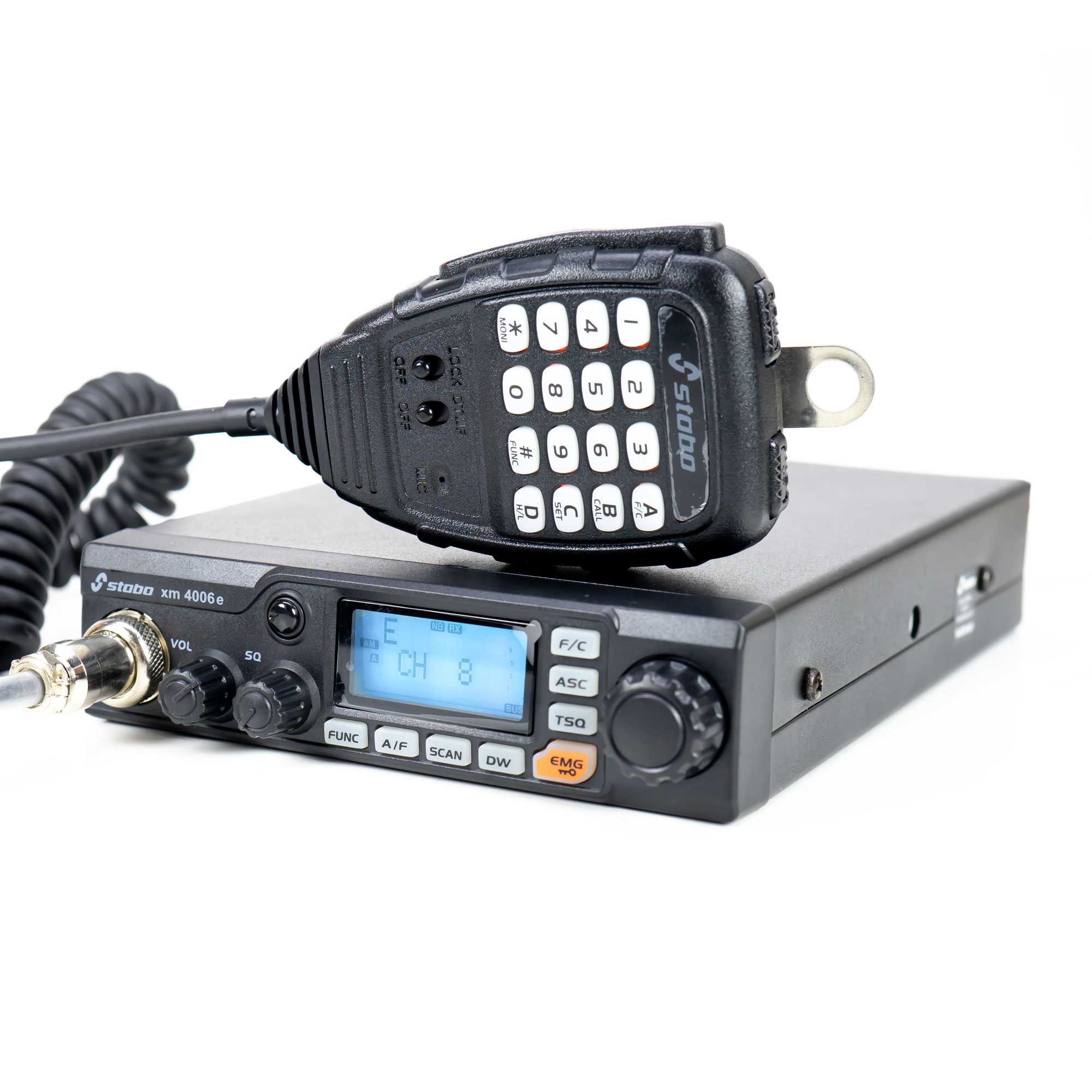 Statie radio cb stabo xm 4006e am-fm display lcd multifunctional iluminat in 7 culori