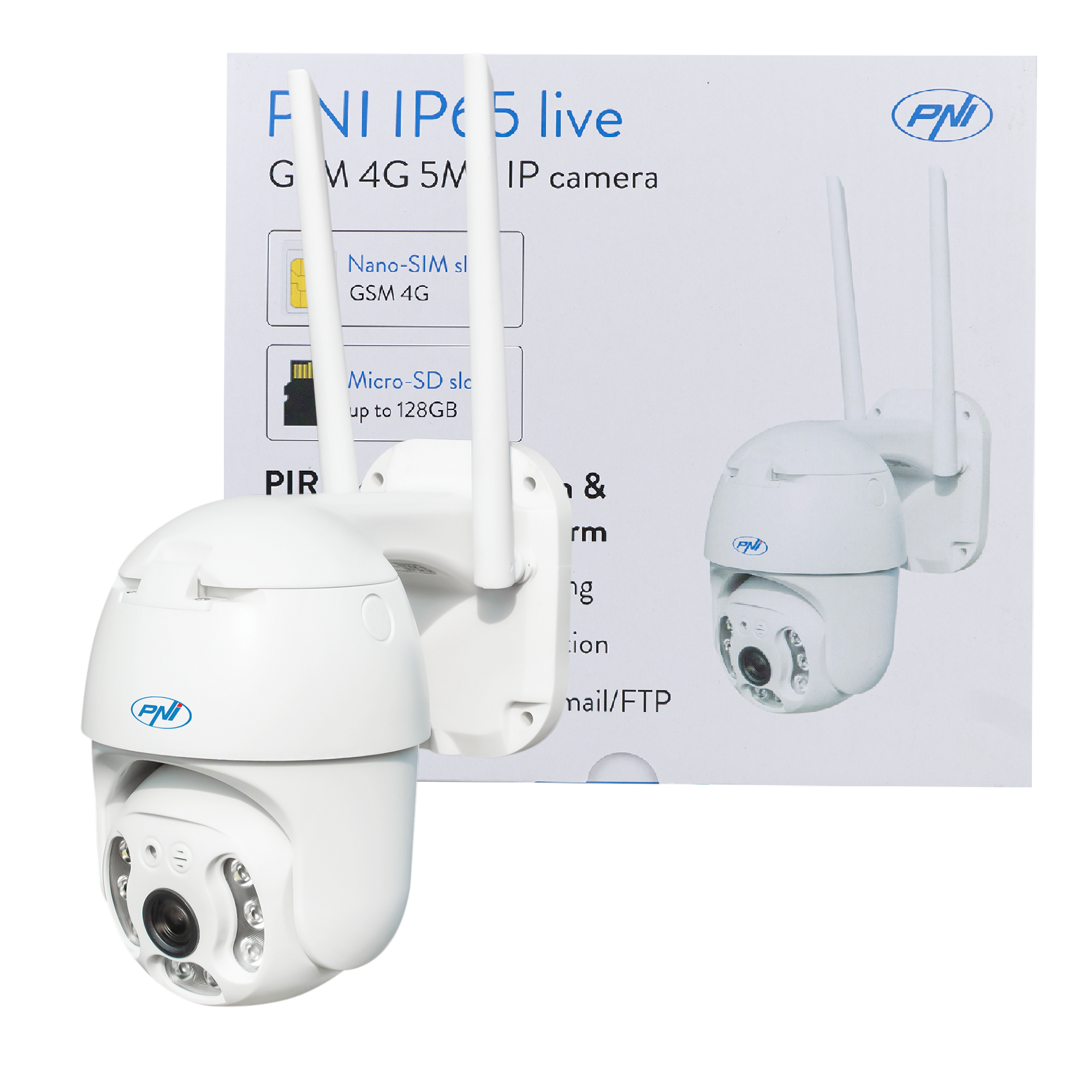 Camera supraveghere exterior PNI IP65 live PTZ 5MP, GSM 4G, slot card micro SD, detectie miscare