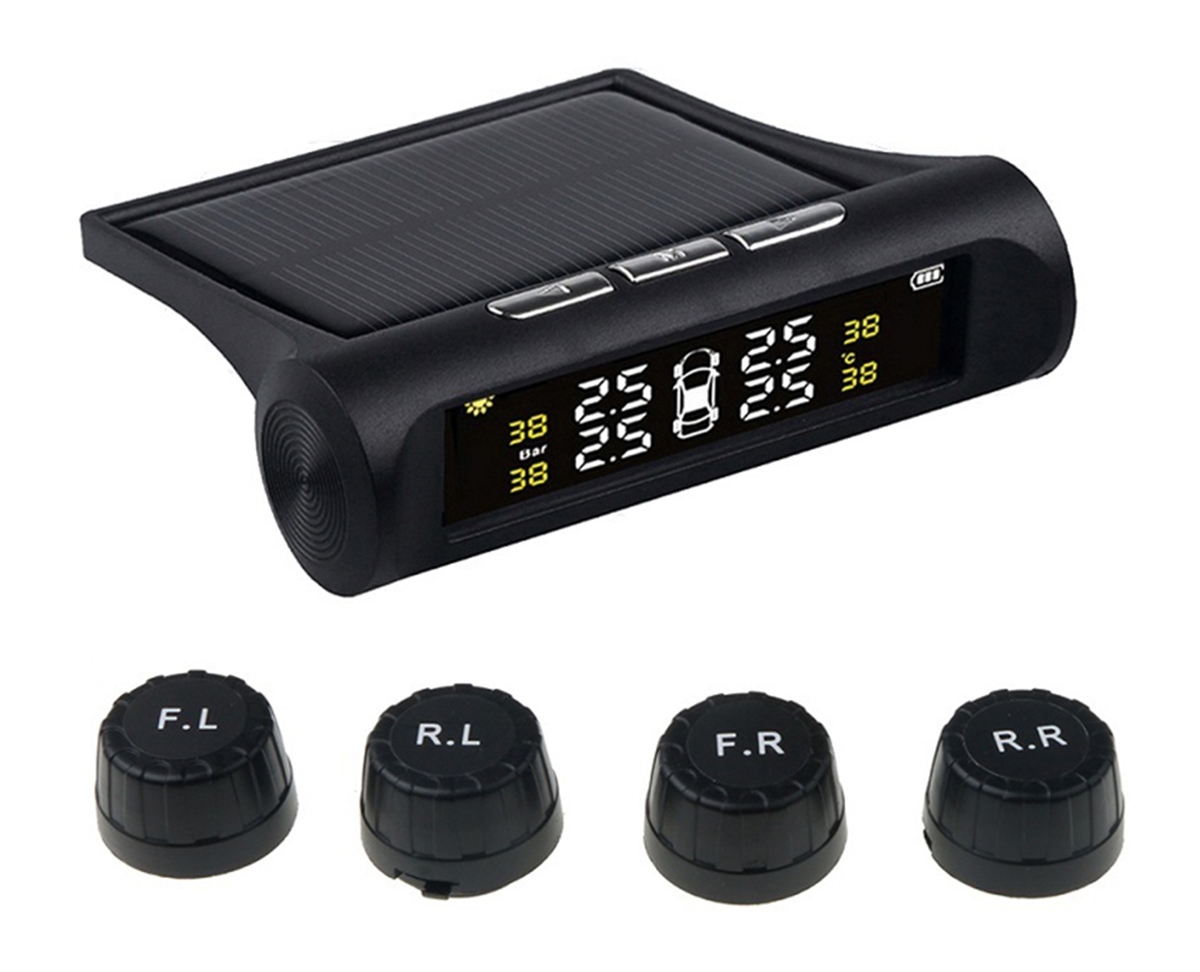 Set 4 senzori de presiune si temperatura anvelope cu afisaj lcd si incarcare solara, avx-ag678