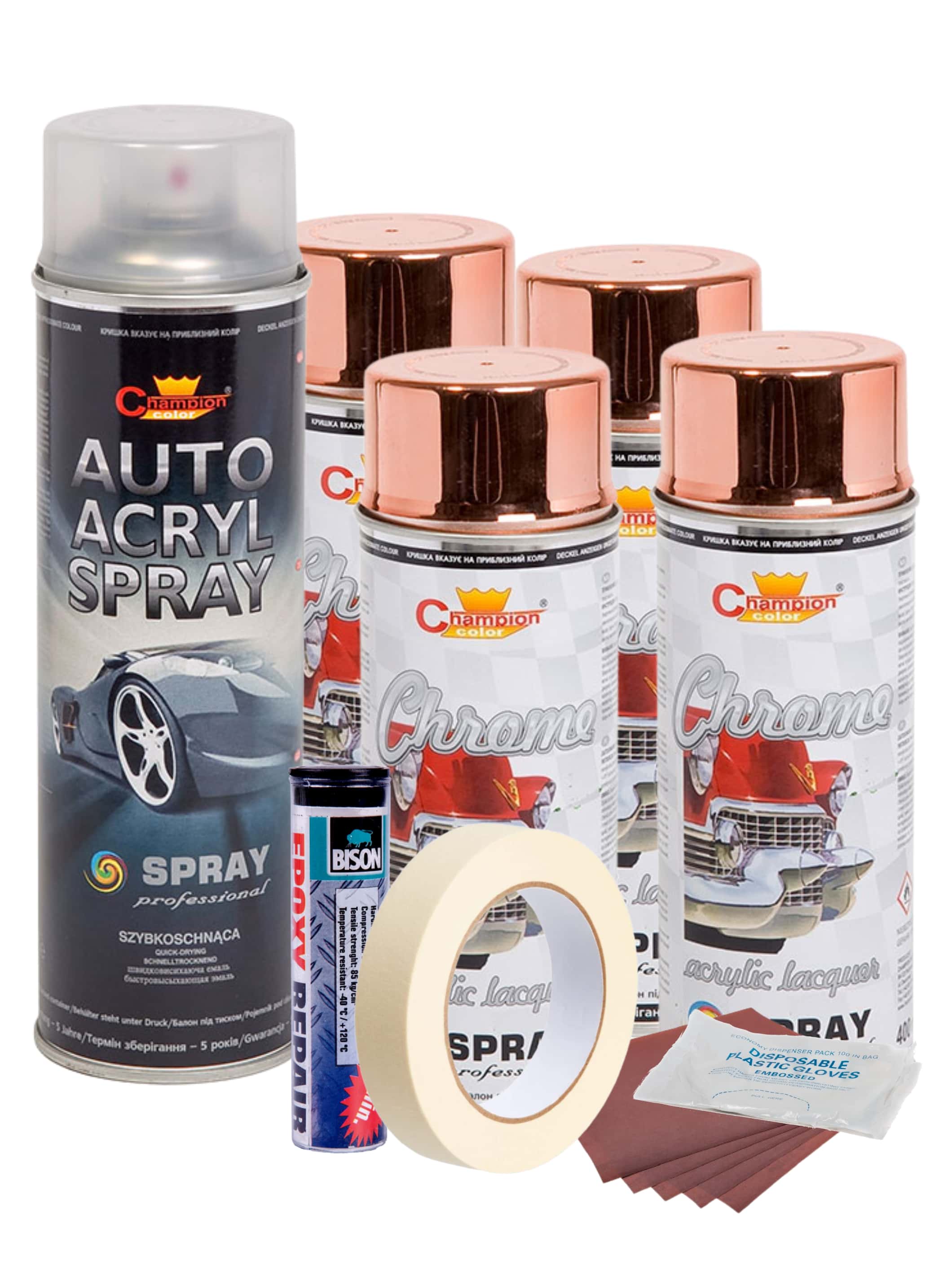 Kit complet reparatie si vopsire jante culoare Cupru Metalic, V4