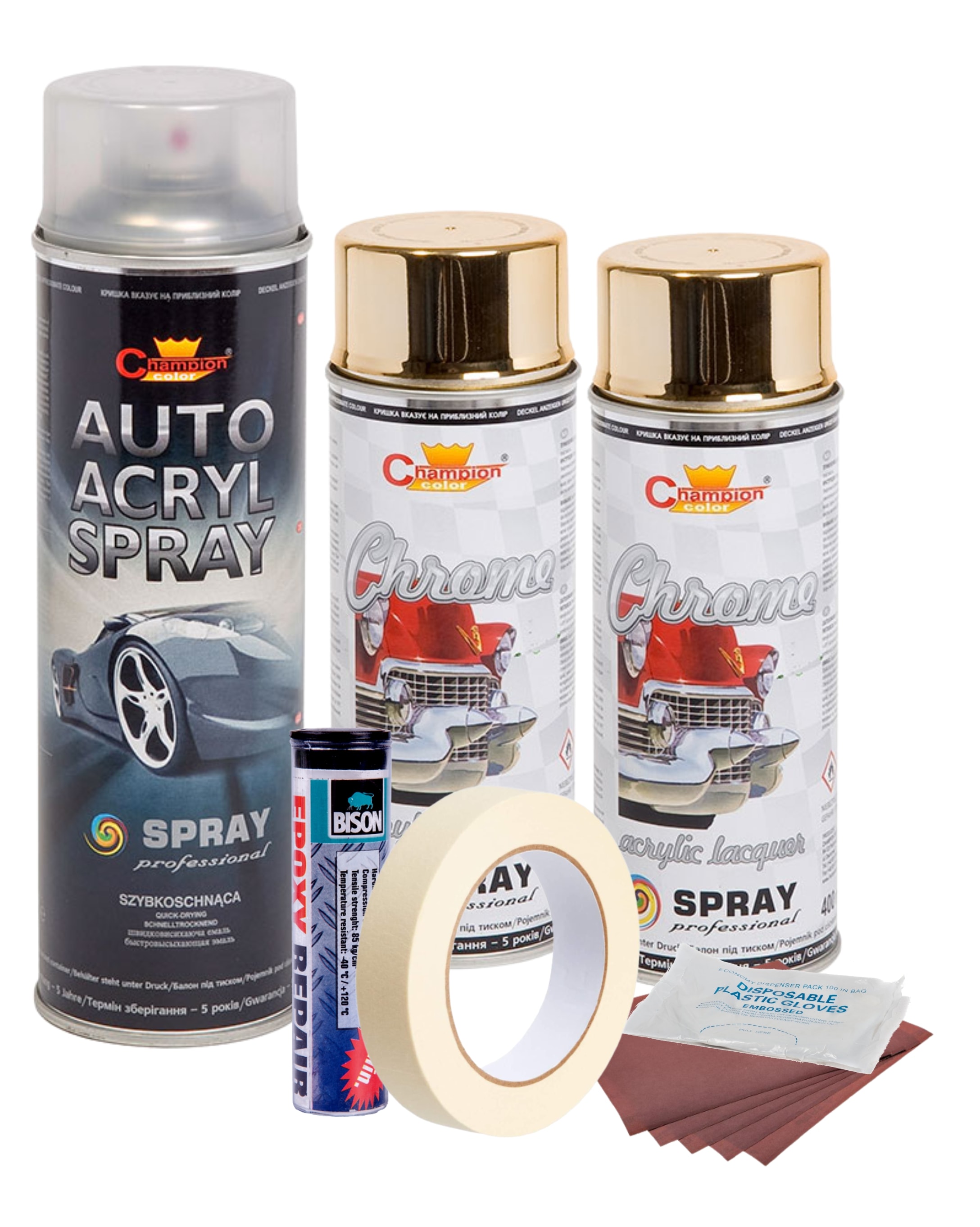 Kit complet reparatie si vopsire jante culoare Auriu Metalic, V2