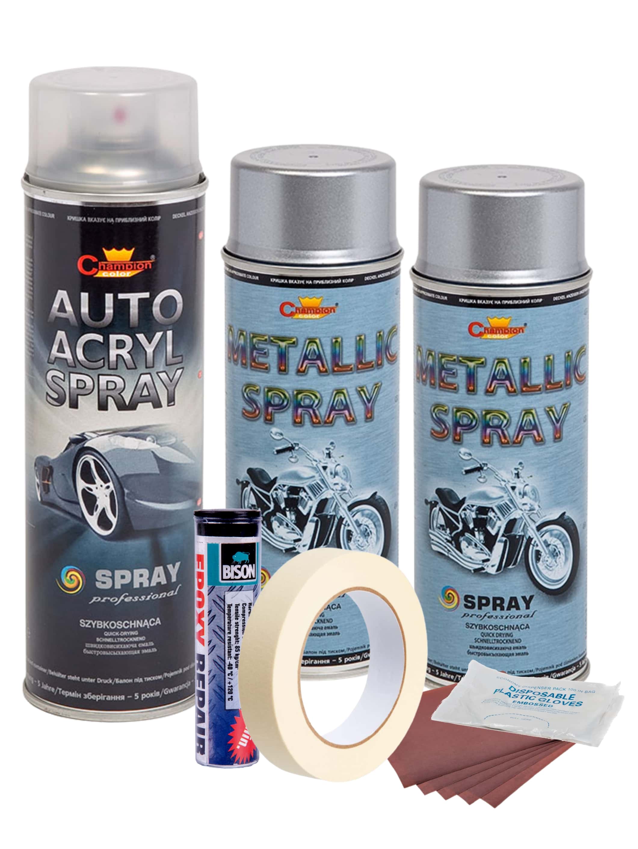 Kit complet reparatie si vopsire jante culoare Argintiu Metalizat, V2