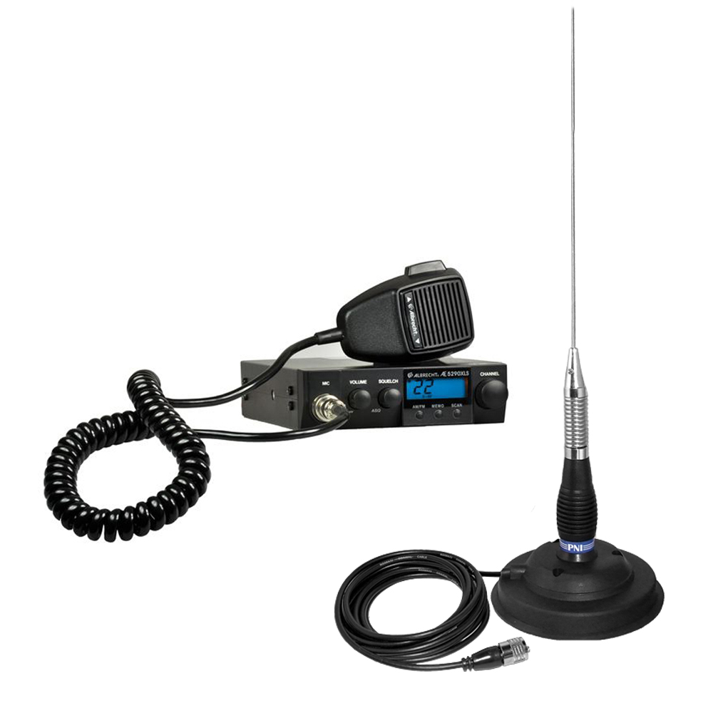 Kit statie radio cb albrecht ae 5290xl + antena pni ml100 cu magnet inclus