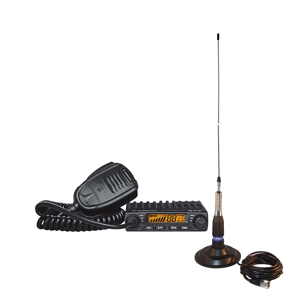 Kit Statie radio CB Albrecht AE 6110 ASQ + Antena PNI ML160 cu magnet