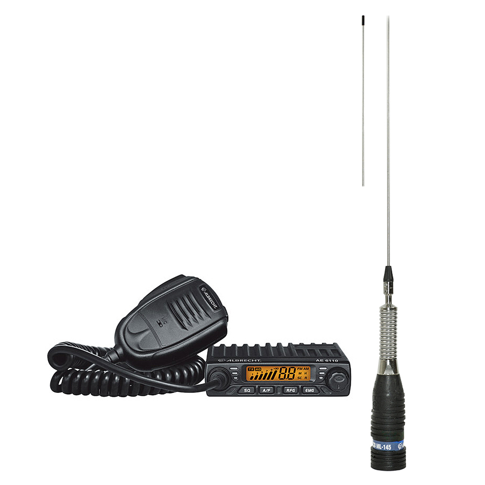 Kit statie radio cb albrecht ae 6110 asq + antena midland ml145 cu magnet