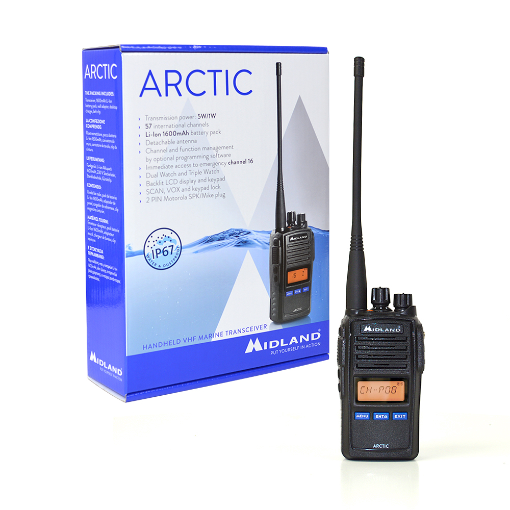 Statie radio maritima portabila midland arctic cu accesorii incluse cod c1240