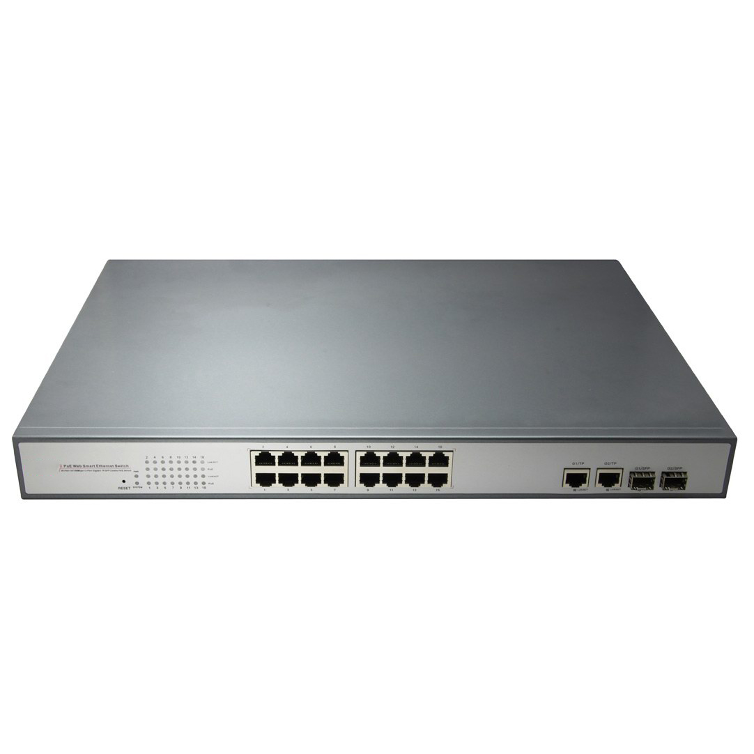 Switch poe pni swpoe16 cu 16 porturi 10/100mbps si 2 porturi 10/100/1000mbps