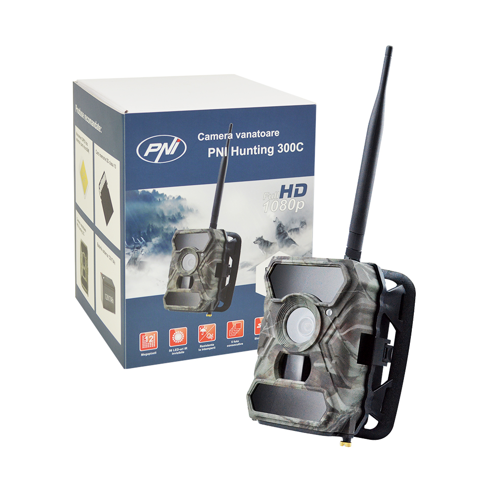 Camera vanatoare PNI Hunting 300C cu INTERNET 12MP Night Vision transmite foto pe email Full HD 1080P