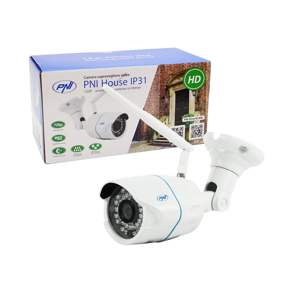 Camera supraveghere video pni house ip31 1mp 720p wireless cu ip de exterior si interior si slot microsd