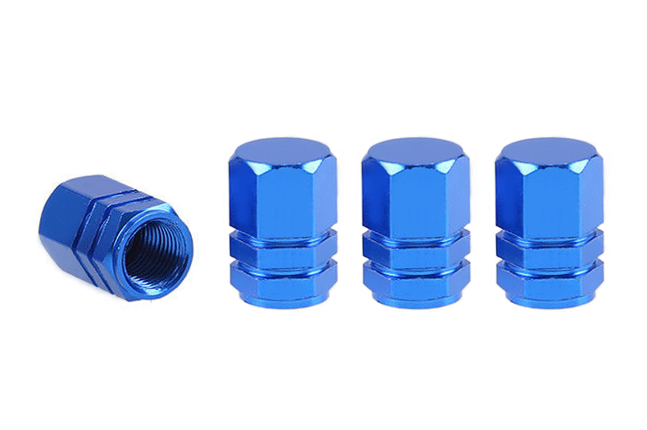 Set capacele auto pentru ventil hexagon albastru 4 buc