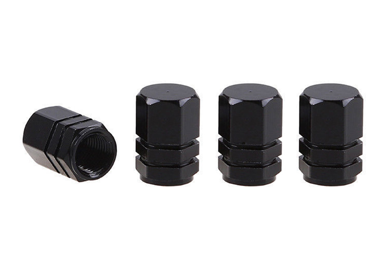 Set capacele auto pentru ventil hexagon negru 4 buc