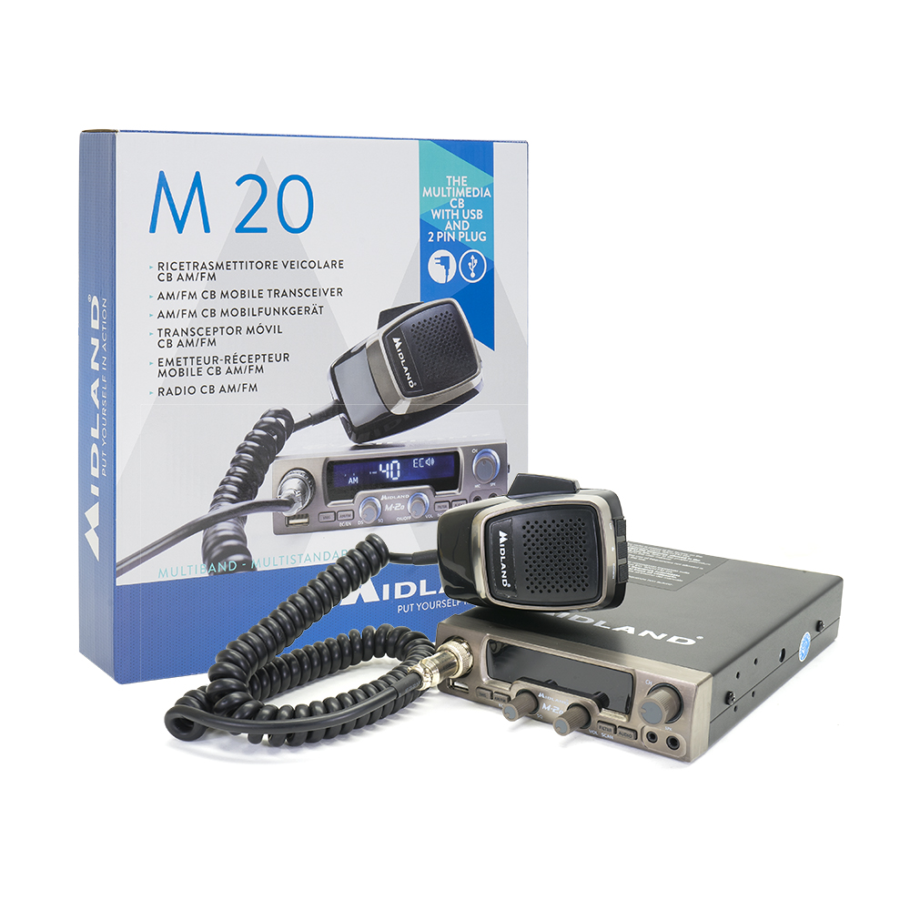 Statie radio CB Midland M20 cu USB, ASQ Digital, S-Metru digital 4W 12V