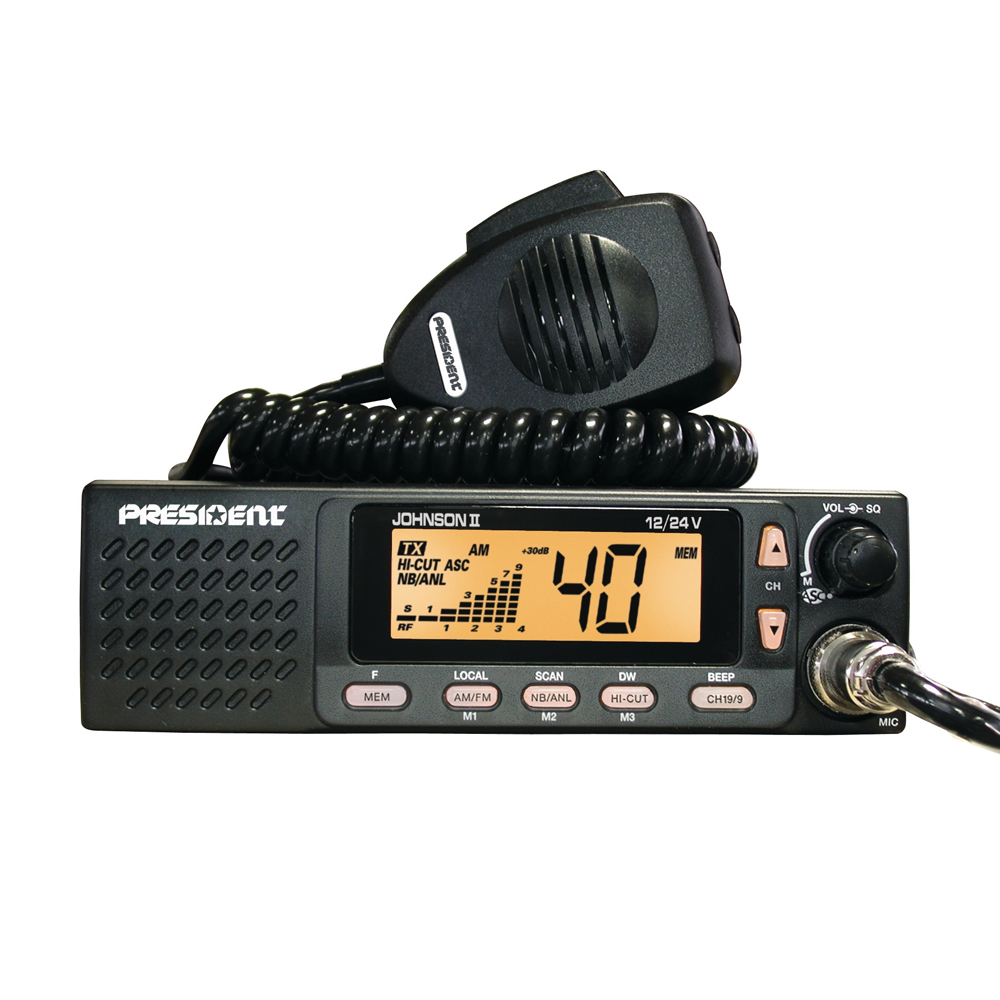 Statie radio cb president johnson ii asc 12v-24v cu squelch automat si difuzor frontal cod txmu667