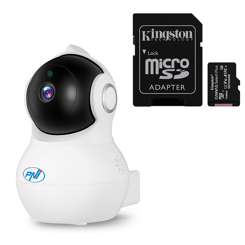 Set camera supraveghere video pni ip930w 1080p 2 mp cu ip p2p ptz wireless card microsd 32gb inclus