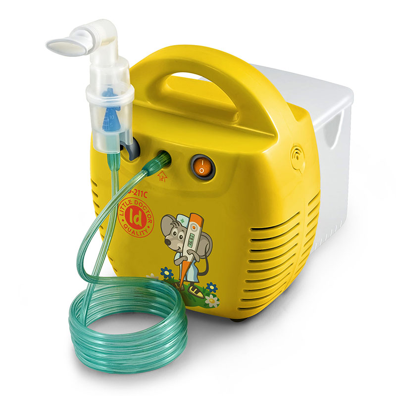 Aparat de aerosoli little doctor ld 211 c, cu compresor, galben, 3 dispensere, 3 masti