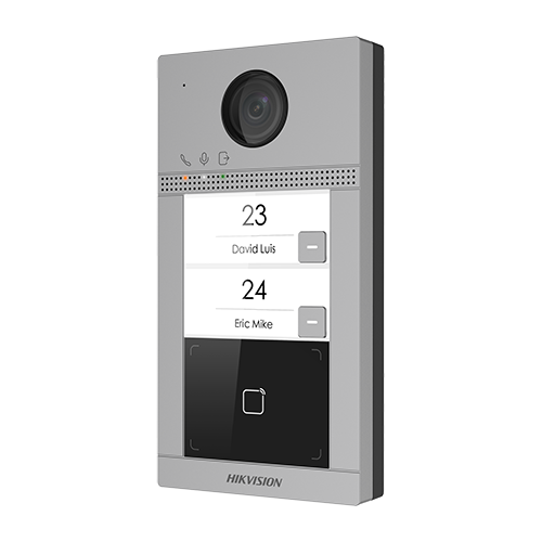 Panou exterior videointerfon tcp/ip pentru 2 familii, wi-fi 2.4ghz, control acces integrat - hikvision