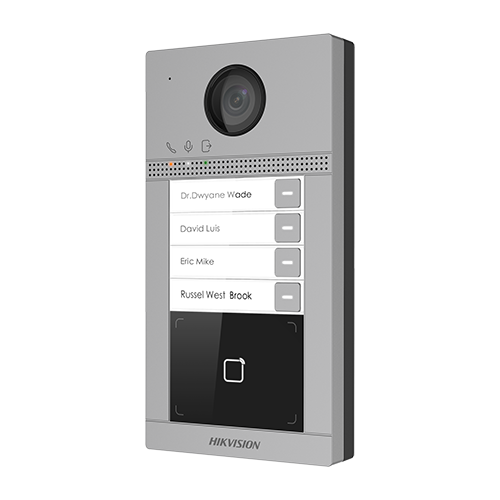 Panou exterior videointerfon tcp/ip pentru 4 familii, wi-fi 2.4ghz, control acces integrat - hikvision