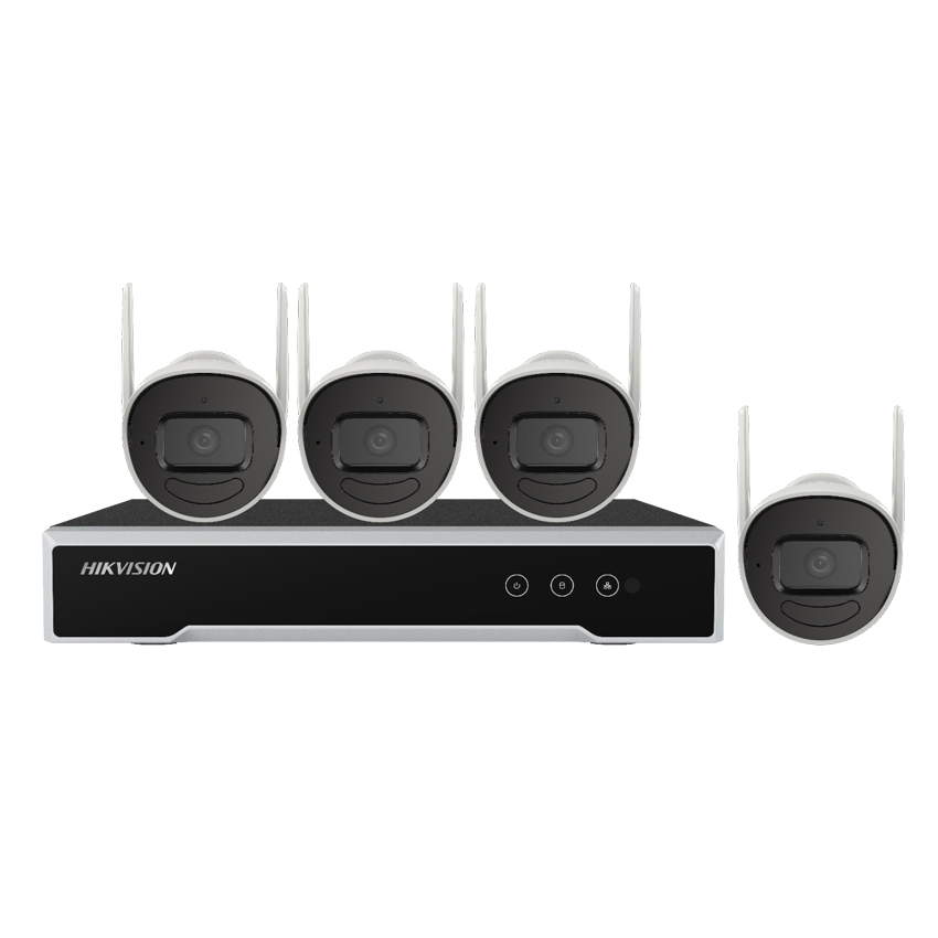 Kit de supraveghere wifi hikvision pentru interior/exterior, 4 mp, 4 camere bullet cu microfon
