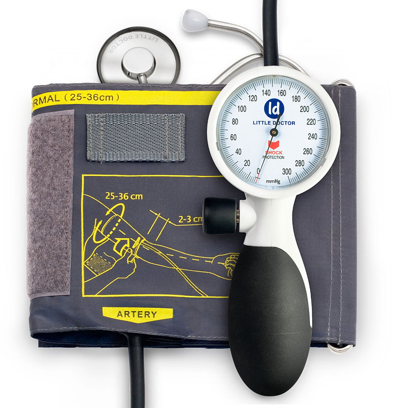 Tensiometru mecanic de brat Little Doctor LD 91, profesional, rezistent la socuri, stetoscop inclus
