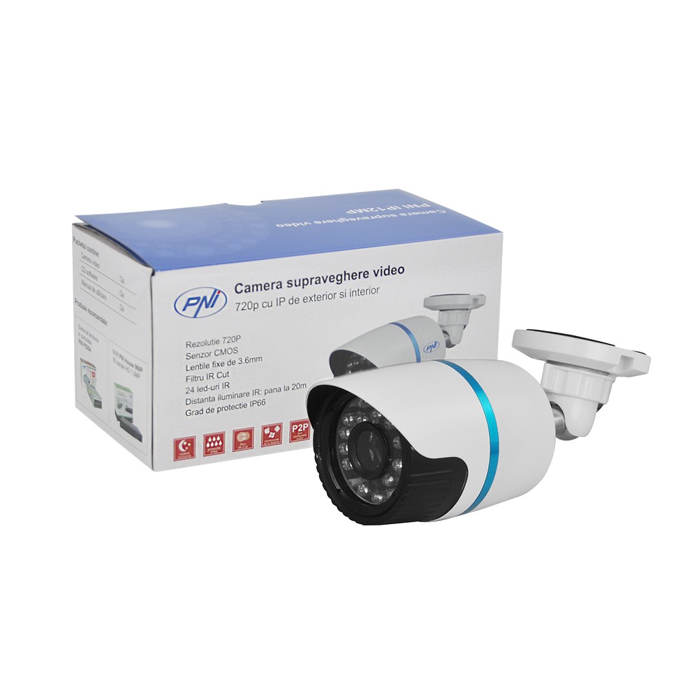Camera supraveghere video PNI IP12MP 720p ONVIF cu IP de exterior compatibil cu ipmax2