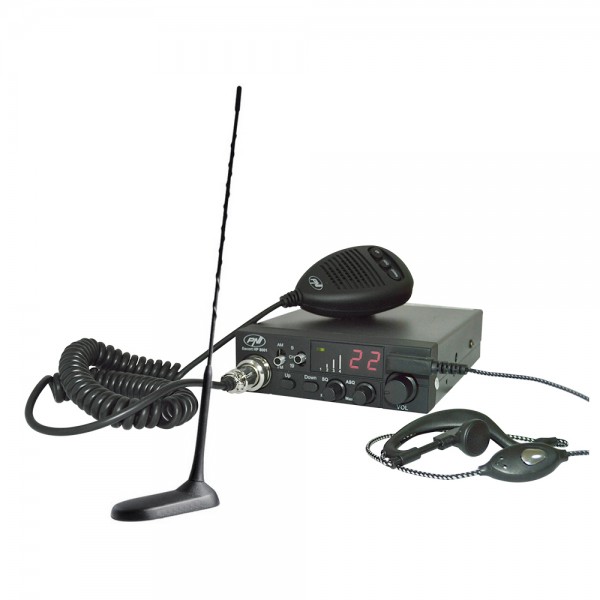 Kit Statie radio CB PNI ESCORT HP 8001 ASQ + Casti HS81 + Antena CB PNI Extra 45 cu magnet