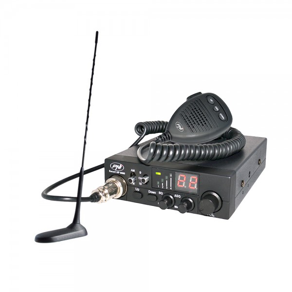 Kit statie radio cb pni escort hp 8000 asq + antena cb pni extra 45 cu magnet