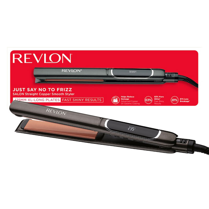 Placa de indreptat parul REVLON Salon Straight Copper Smooth Styler RVST2175E2, afisaj LCD