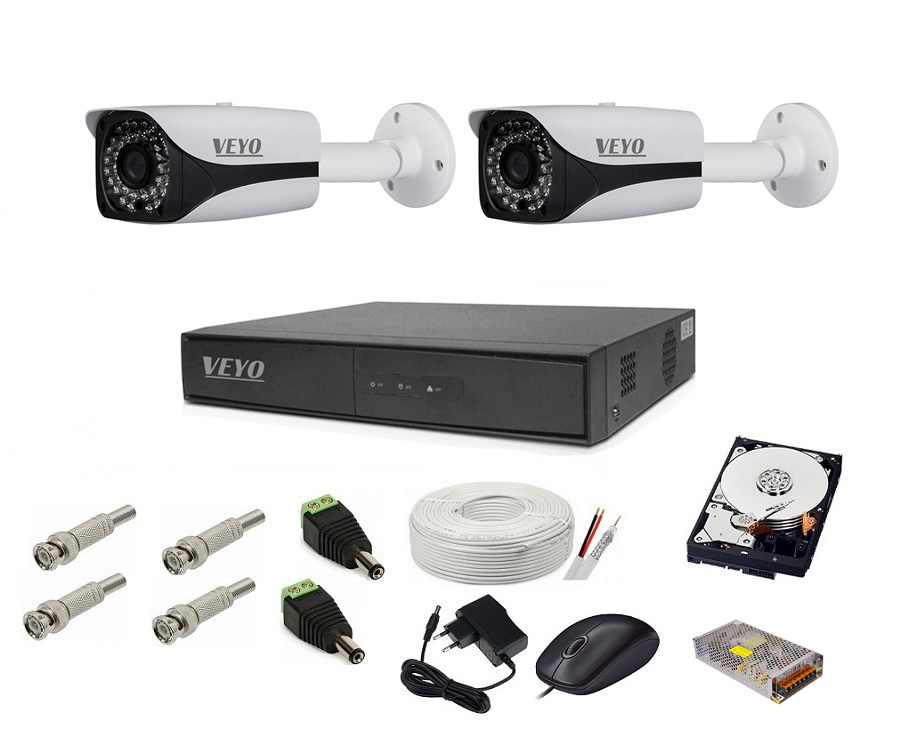 Sistem de supraveghere exterior complet, 5mp, 2 camere ir 30 m