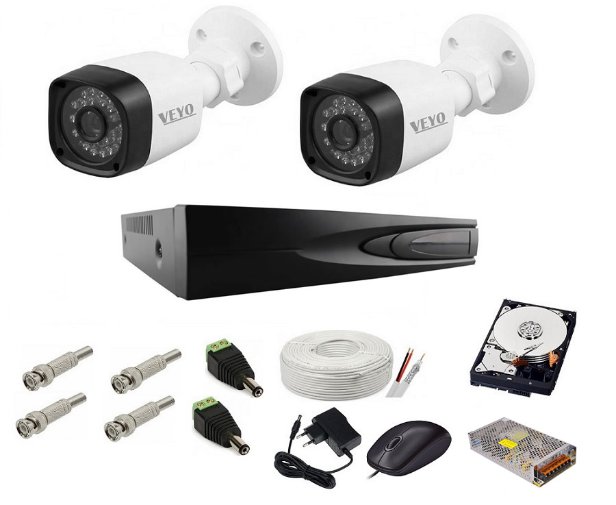 Sistem supraveghere hd exterior complet, 1.4 mp, 2 camere ir 30 m