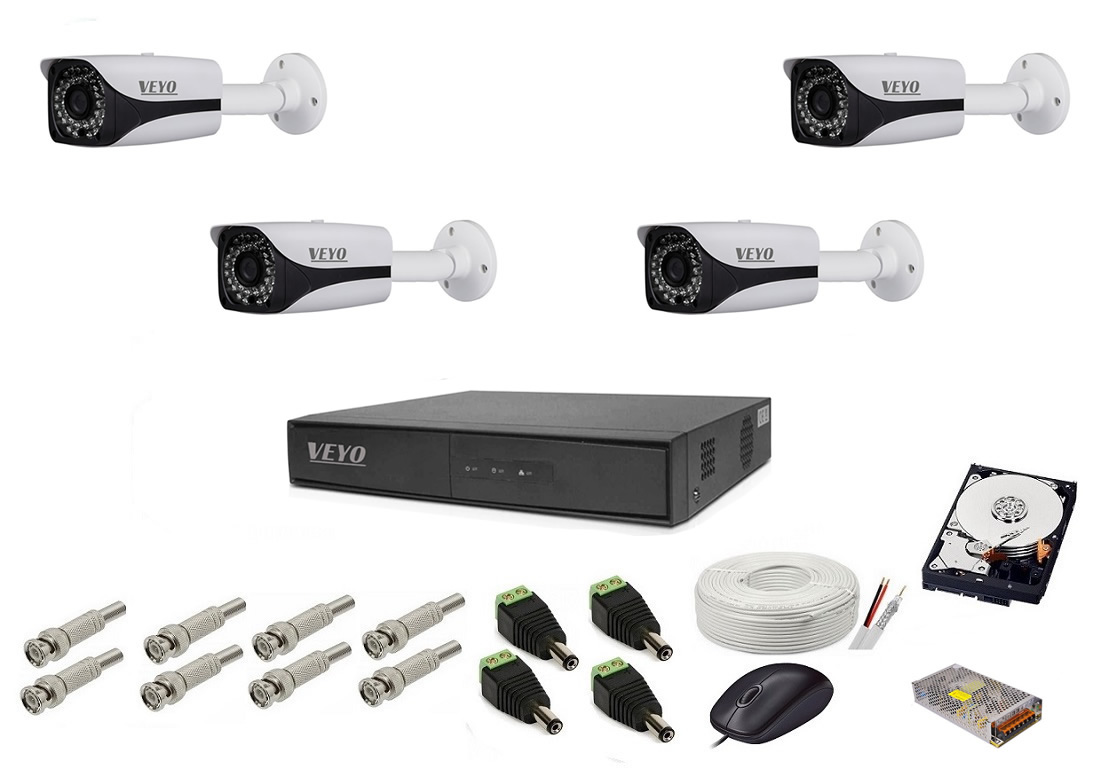 Sistem de supraveghere exterior complet, 5mp, 4 camere ir 30 m