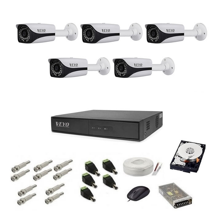 Sistem de supraveghere exterior complet, 5mp, 5 camere ir 30 m