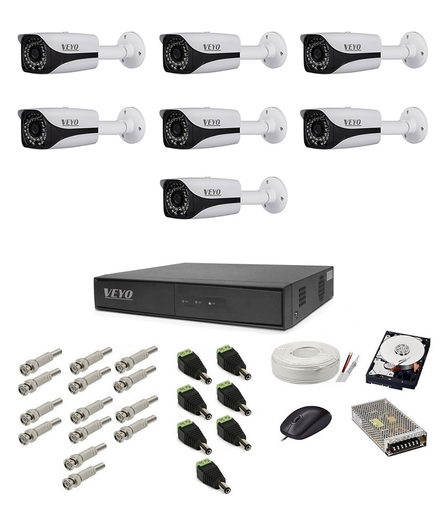 Sistem de supraveghere exterior complet, 5mp, 7 camere ir 30 m