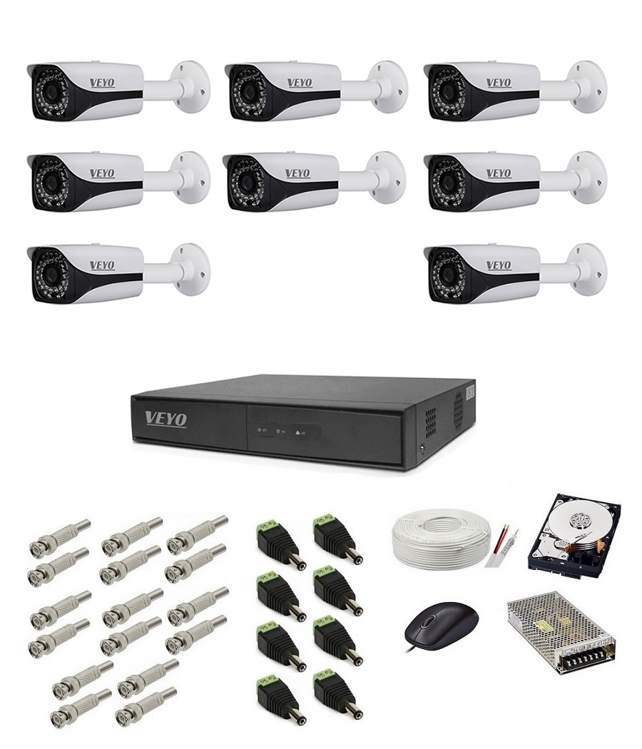 Sistem de supraveghere exterior complet, 5mp, 8 camere ir 30 m