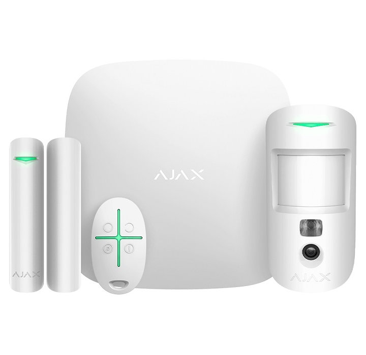 Kit alarma StarterKit Cam, wireless, LAN + 2G, alb - AJAX