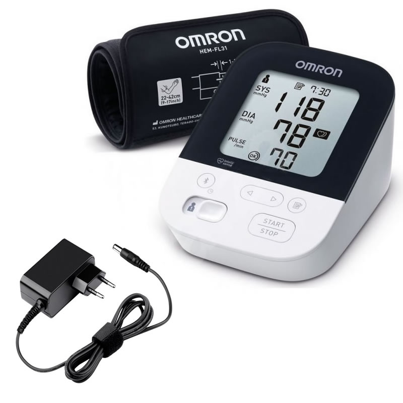 Tensiometru digital de brat omron m4 intelli it cu bluetooth, adaptor priza inclus, manseta mare intelliwrap, detectie aritmie