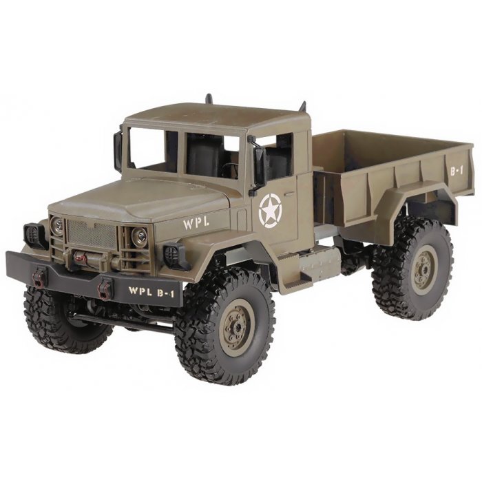 Camion militar cu telecomanda wpl b-14 1:16 4x4 2.4ghz rtr - galben