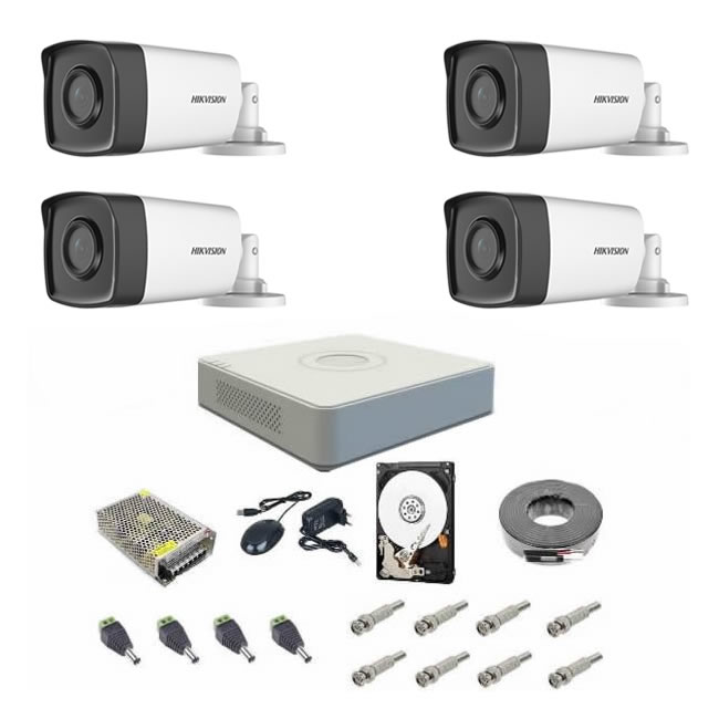 Sistem supraveghere complet 1080P Hikvision Turbo HD EXT 4 IR 40 m