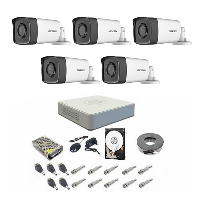 Sistem supraveghere complet 1080P Hikvision Turbo HD EXT 5 IR 80 m