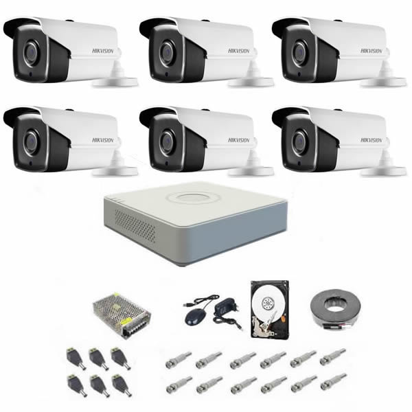 Sistem supraveghere complet 1080p hikvision turbo hd ext 6 ir 40 m