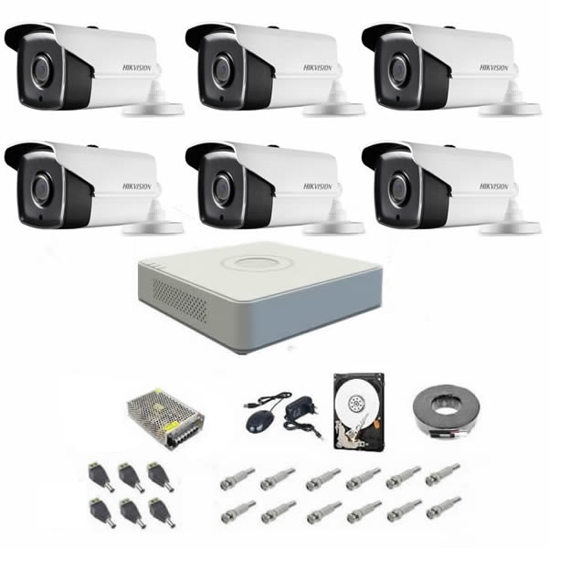 Kit complet supraveghere 720p hikvision turbo hd ext 6 ir 40 m